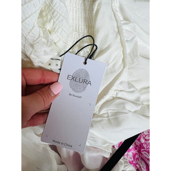 Exlura White Long Sleeve Tie Back Dress - Picture 5 of 5